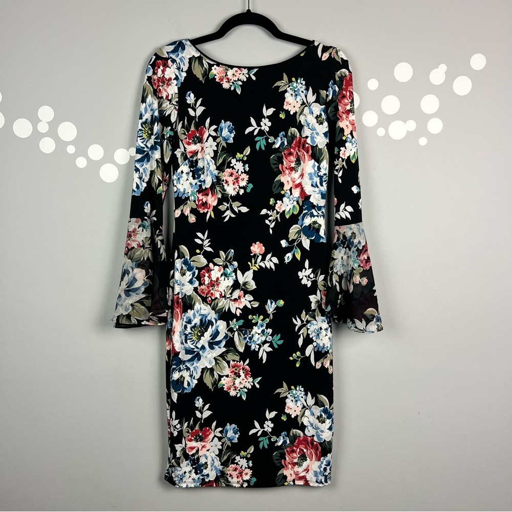 NWT WHBM Bell Sleeve Floral Sheath Dress Size 4